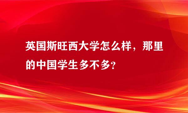 英国斯旺西大学怎么样，那里的中国学生多不多？