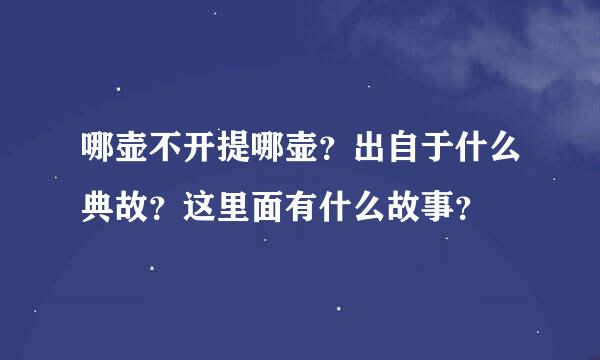 哪壶不开提哪壶？出自于什么典故？这里面有什么故事？