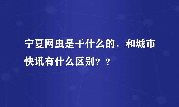 宁夏网虫是干什么的，和城市快讯有什么区别？？