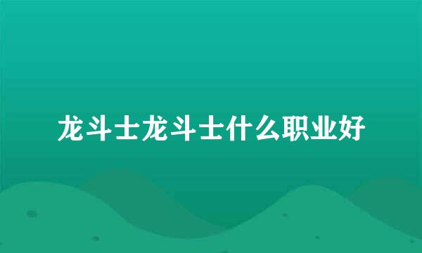 龙斗士龙斗士什么职业好