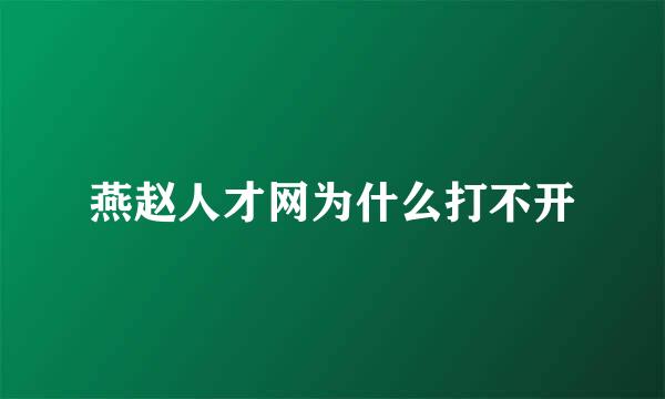 燕赵人才网为什么打不开