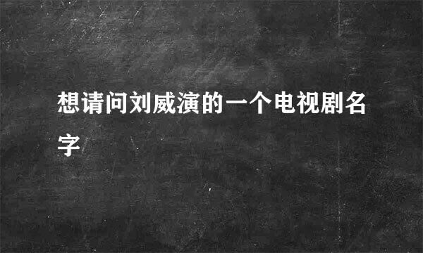 想请问刘威演的一个电视剧名字