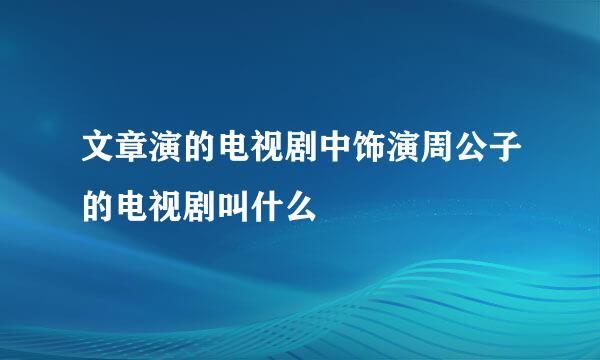 文章演的电视剧中饰演周公子的电视剧叫什么