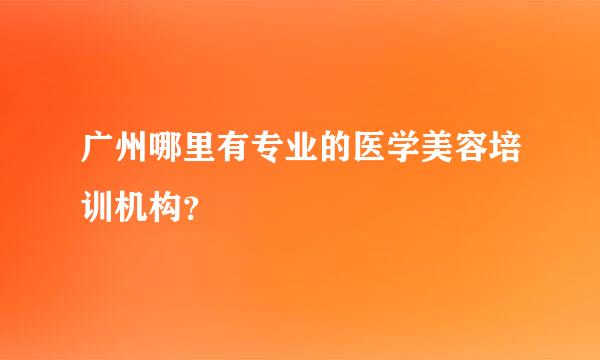 广州哪里有专业的医学美容培训机构？