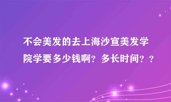 不会美发的去上海沙宣美发学院学要多少钱啊？多长时间？？