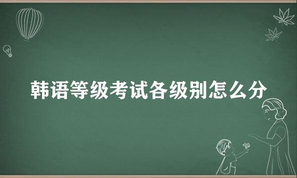 韩语等级考试各级别怎么分