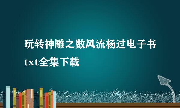 玩转神雕之数风流杨过电子书txt全集下载