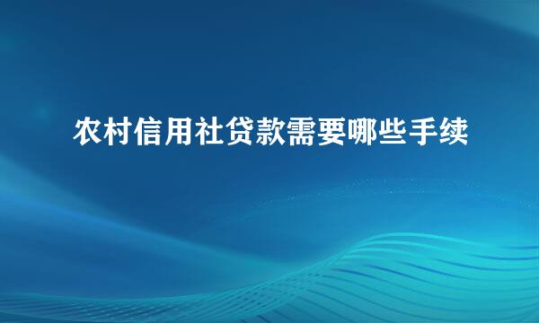 农村信用社贷款需要哪些手续