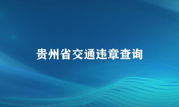 贵州省交通违章查询