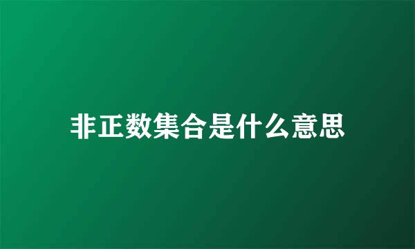 非正数集合是什么意思