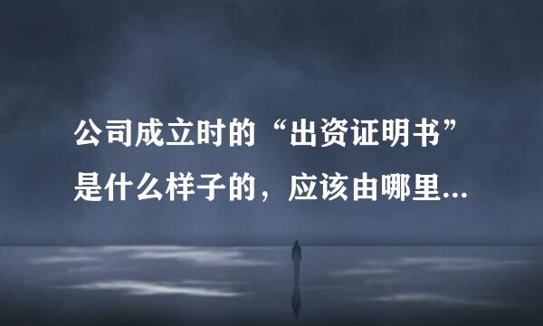 公司成立时的“出资证明书”是什么样子的，应该由哪里出具？具体的样本是啥样的？公司核准名称后保留期