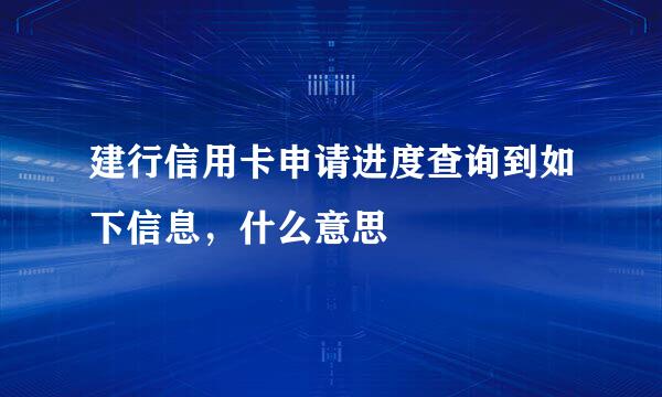 建行信用卡申请进度查询到如下信息，什么意思