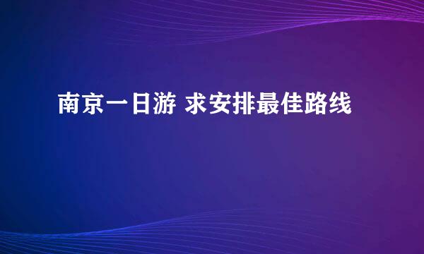 南京一日游 求安排最佳路线