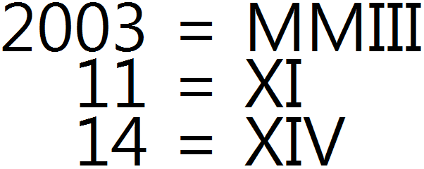 2003.11.14罗马数字怎么写？