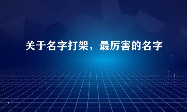 关于名字打架，最厉害的名字