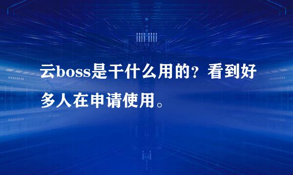 云boss是干什么用的？看到好多人在申请使用。