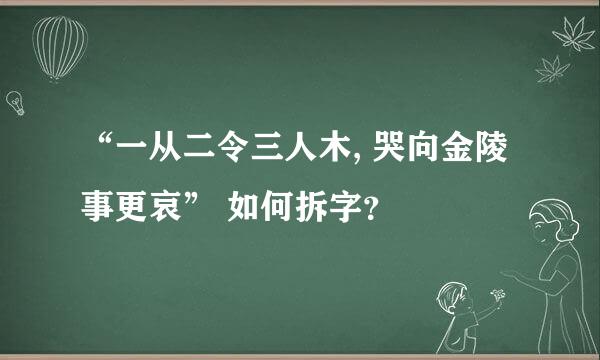 “一从二令三人木, 哭向金陵事更哀” 如何拆字？