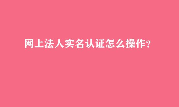 网上法人实名认证怎么操作？