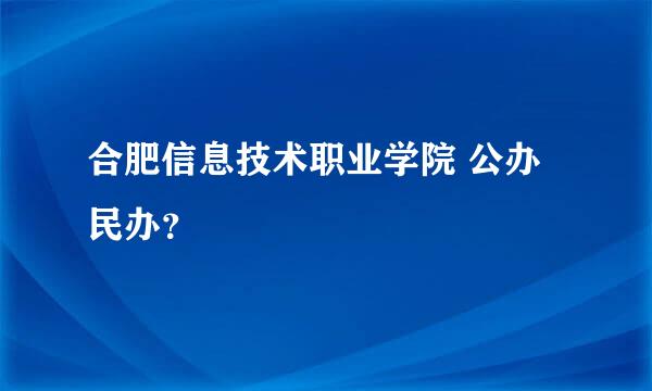 合肥信息技术职业学院 公办 民办？