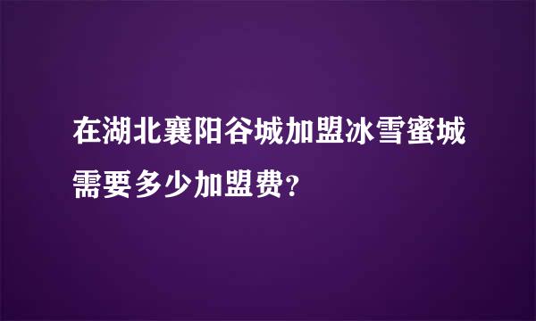 在湖北襄阳谷城加盟冰雪蜜城需要多少加盟费？