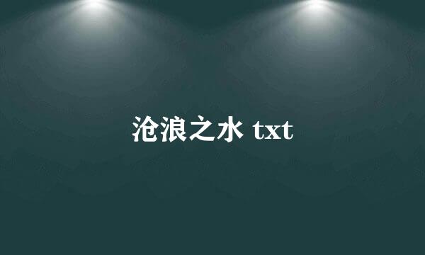 沧浪之水 txt