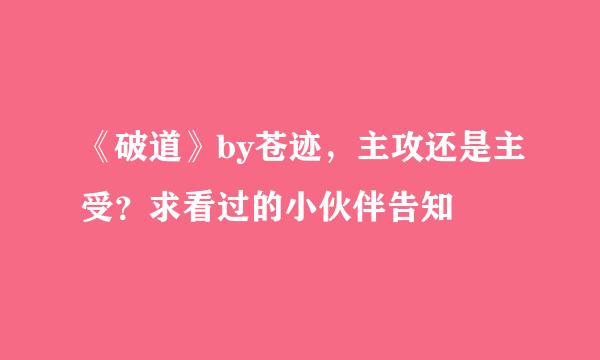 《破道》by苍迹，主攻还是主受？求看过的小伙伴告知