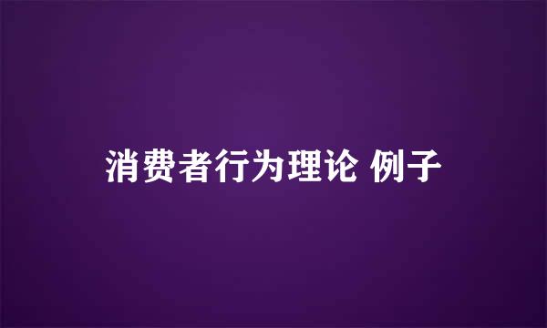 消费者行为理论 例子