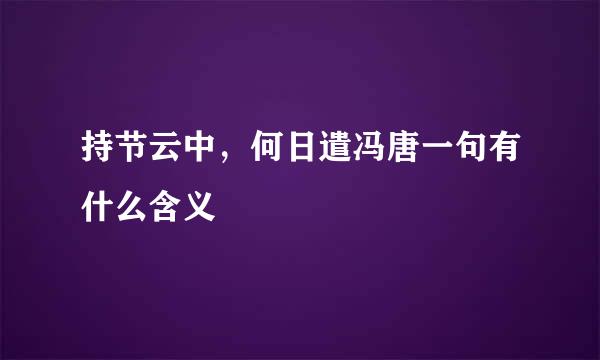 持节云中，何日遣冯唐一句有什么含义