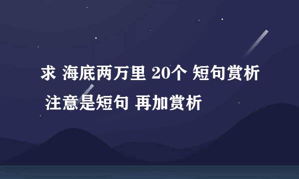 求 海底两万里 20个 短句赏析 注意是短句 再加赏析