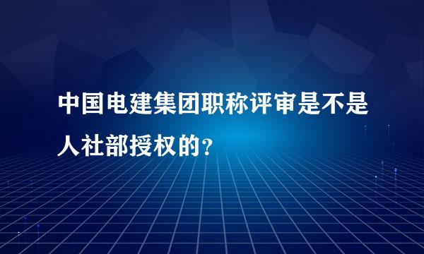 中国电建集团职称评审是不是人社部授权的？