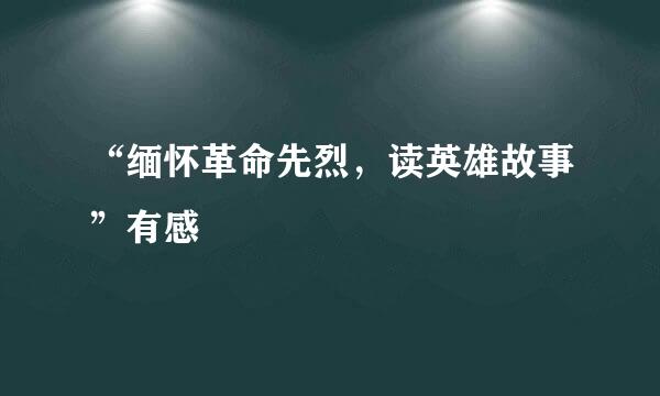 “缅怀革命先烈，读英雄故事”有感