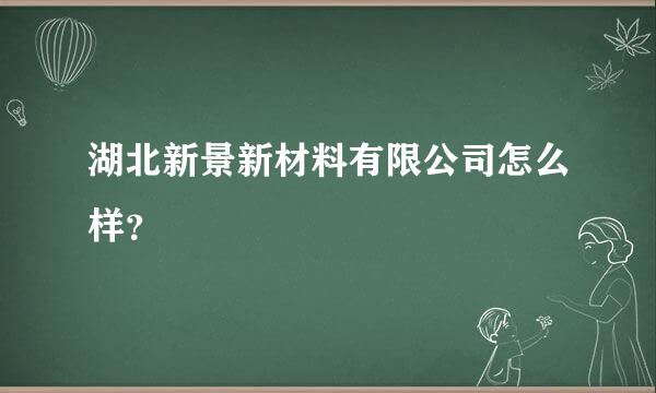 湖北新景新材料有限公司怎么样？