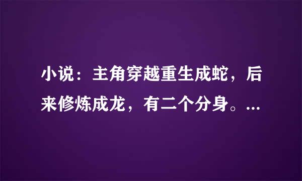 小说：主角穿越重生成蛇，后来修炼成龙，有二个分身。还有神格。跟鉴真是好友。