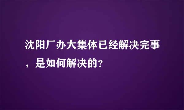 沈阳厂办大集体已经解决完事，是如何解决的？