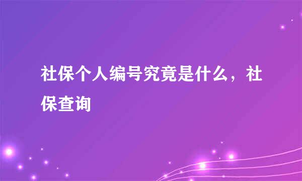 社保个人编号究竟是什么，社保查询