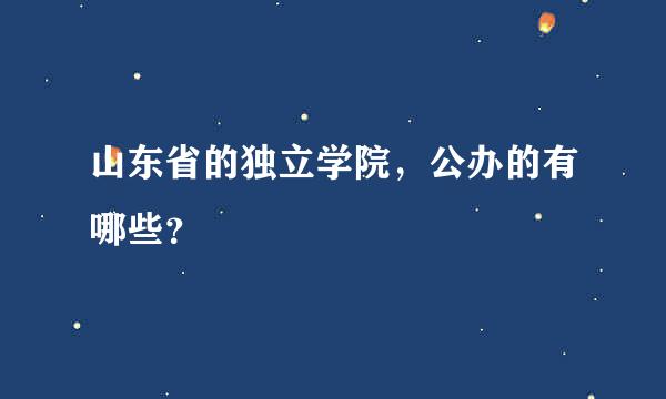 山东省的独立学院，公办的有哪些？