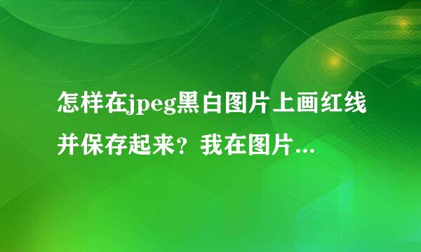 怎样在jpeg黑白图片上画红线并保存起来？我在图片上画的红线，保存后就变灰色了怎么回事？