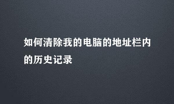 如何清除我的电脑的地址栏内的历史记录