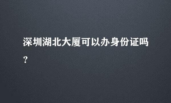 深圳湖北大厦可以办身份证吗？