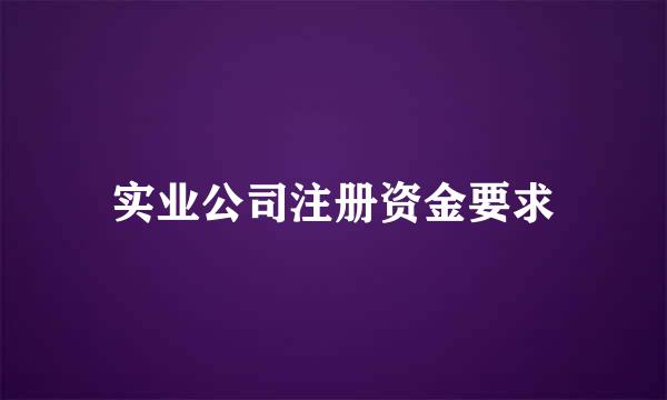 实业公司注册资金要求