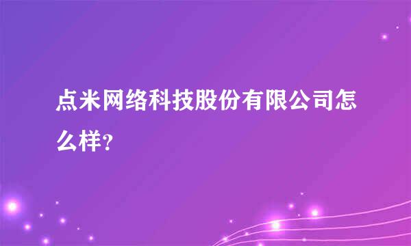 点米网络科技股份有限公司怎么样？