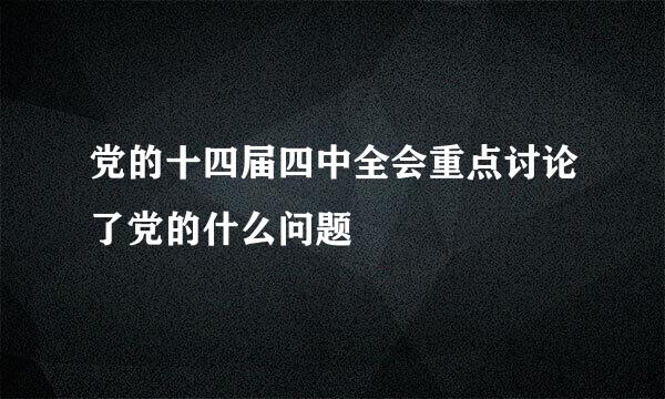 党的十四届四中全会重点讨论了党的什么问题