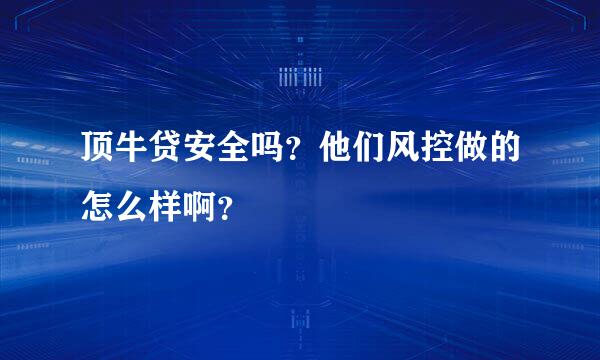 顶牛贷安全吗？他们风控做的怎么样啊？