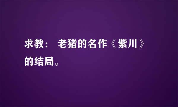 求教： 老猪的名作《紫川》的结局。