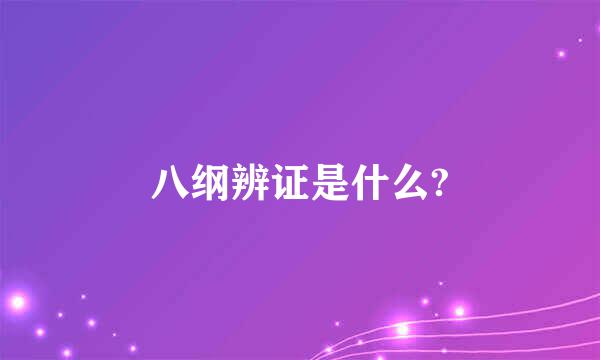 八纲辨证是什么?