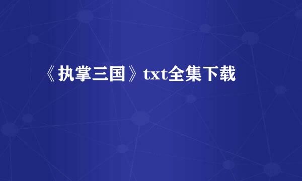 《执掌三国》txt全集下载