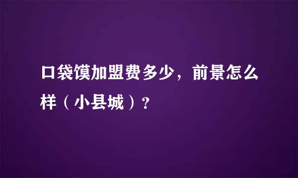 口袋馍加盟费多少，前景怎么样（小县城）？