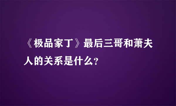 《极品家丁》最后三哥和萧夫人的关系是什么？