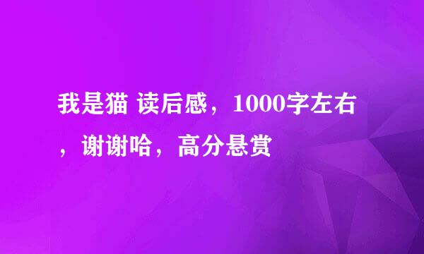 我是猫 读后感，1000字左右，谢谢哈，高分悬赏