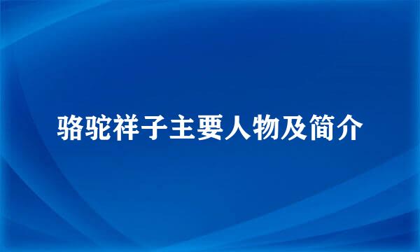 骆驼祥子主要人物及简介